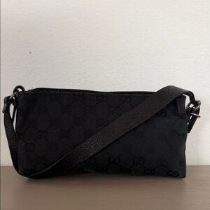 Gucci Black GG Canvas Shoulder Bag